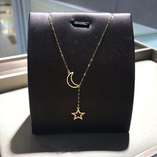 18K gold star & moon necklace