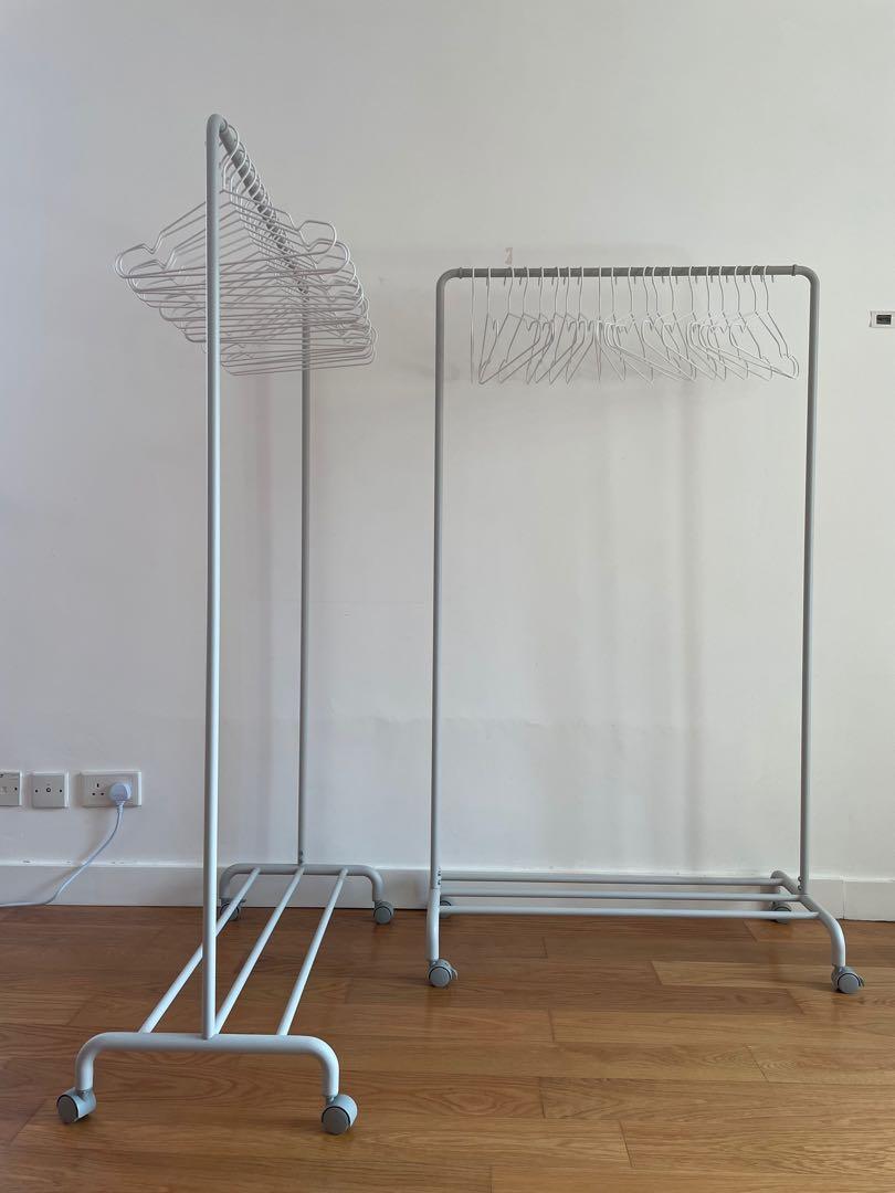 2x MUJI CLOTHES RACK and 40x IKEA HANGERS, 傢俬＆家居, 傢俬, 書櫃、櫃子及架 Carousell