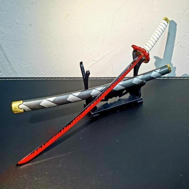仿日輪刀模型收藏擺設 開信刀24cm 現貨炎柱煉獄杏壽郎連刀鞘刀架同人誌作品鬼滅之刃 興趣及遊戲 玩具 遊戲類