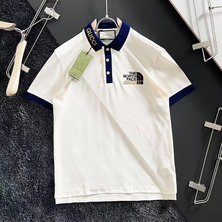 代購義大利奢侈時裝品牌gucci X The North Face 聯名古馳刺繡短袖polo衫 他的時尚 上衣在旋轉拍賣