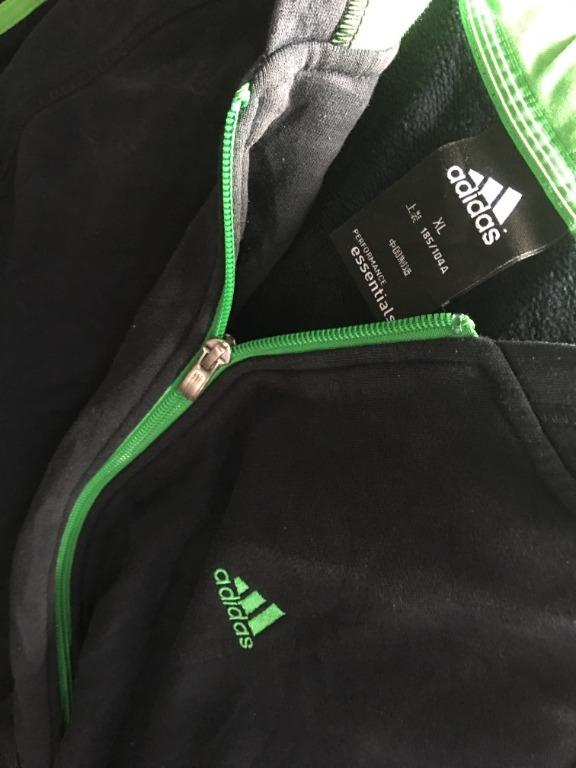 Black adidas hoodie outlet with green stripes