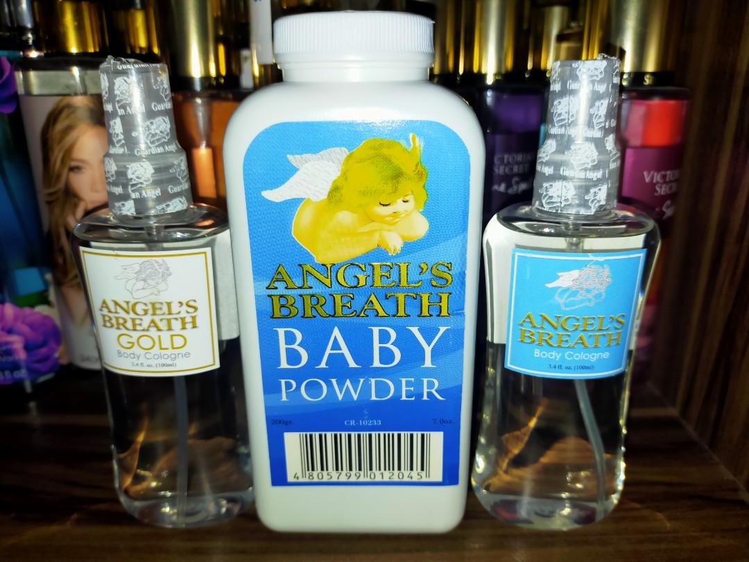 Angel's Breath Cologne and Powder (Category: Baby Toiletries & Grooming) located in Quezon City. Submitted by ethanstarshop (Listing ID 1082887713, Image 1). Description: Powder 200 grams- 220 Orig/Gold Cologne 100ml -220 each.
