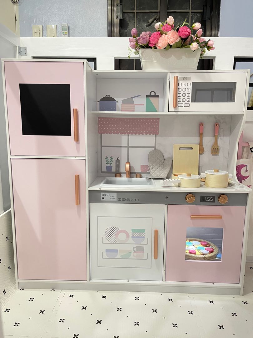 Anko Large Pink Wooden Kitchen Toy, Hobbies & Toys, Toys & Games on