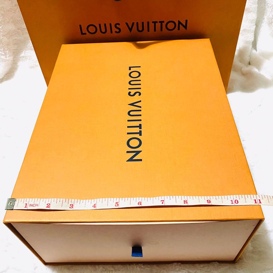 Authentic Louis Vuitton MM Empty Paper Bag Blue Handles Orange