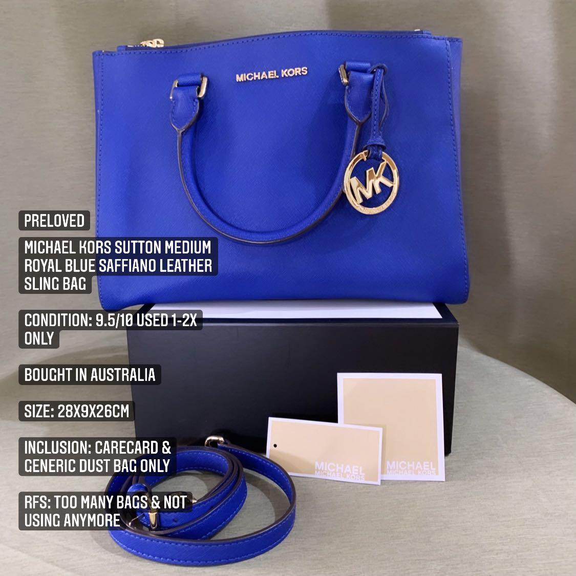 AUTHENTIC MICHAEL KORS Sutton Medium Royal Blue Saffiano Leather 2-1 Bag,  Luxury, Bags & Wallets on Carousell