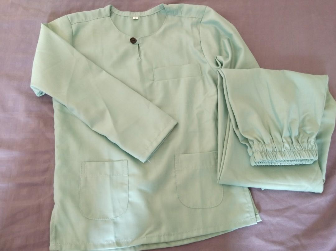 Baju Melayu Slim Fit Mint Green Wandil Design