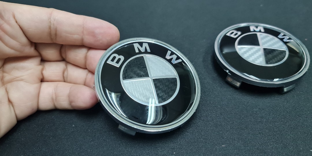 BMW Sport Rims Logo Caps - Black & White Carbon Fiber Design Rims cap ...