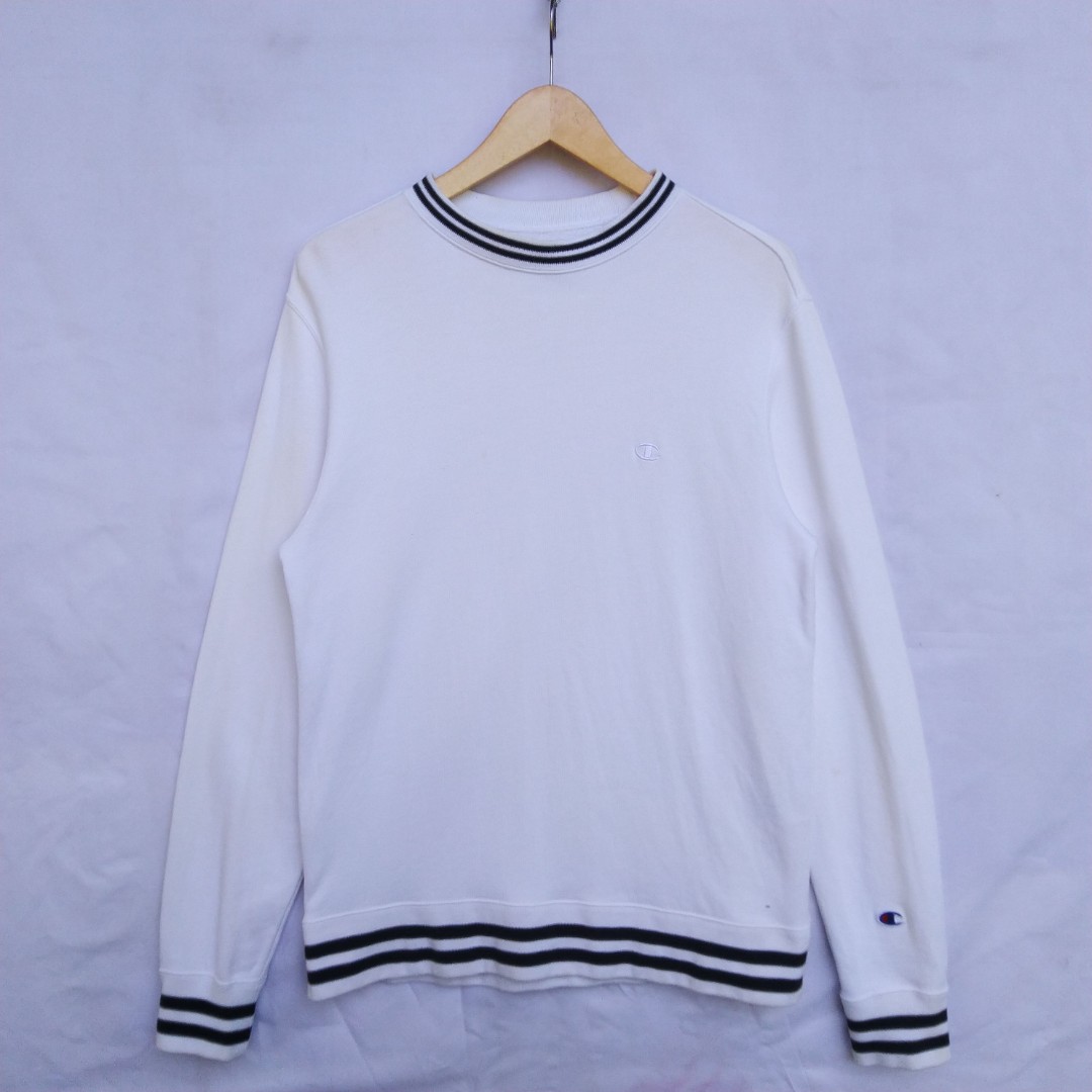 CHAMPION BASIC RINGER CREWNECK, Fesyen 
