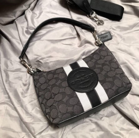 Coach Dempsey Shoulder Bag In Signature Jacquard With Stripe And Patch
