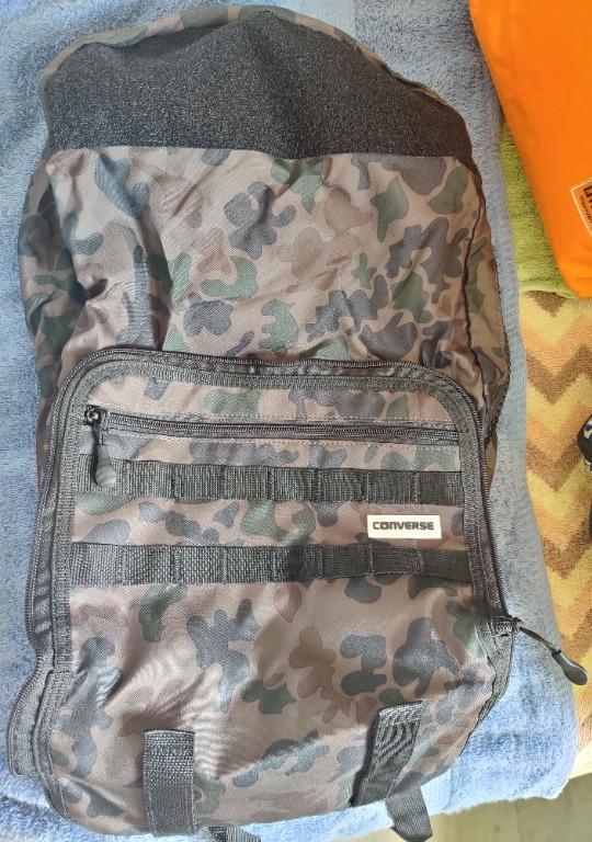 Converse Camouflage Foldable Backpack (Category: Backpacks) located in Quezon City. Submitted by ryuko.matoi (Listing ID 1082906903, Image 1). Description: Converse Camouflage Foldable Backpack No issues No tear All zippers are working No trade/swaps No reservation MOP - BPI.
