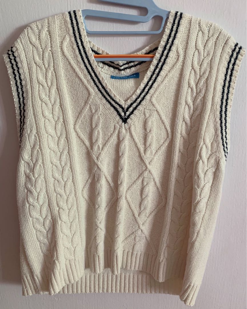 cream cable knit vest