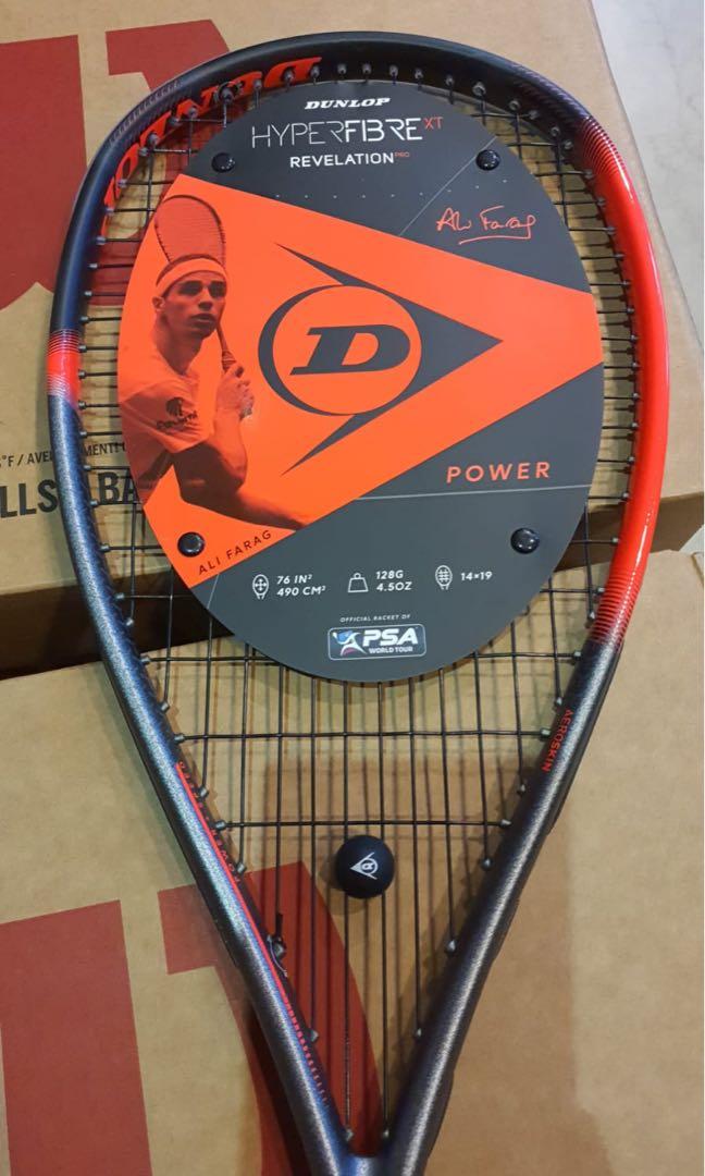Dunlop Hyperfibre XT Revelation Pro 128 Ali Farag Squash Racket, Sports