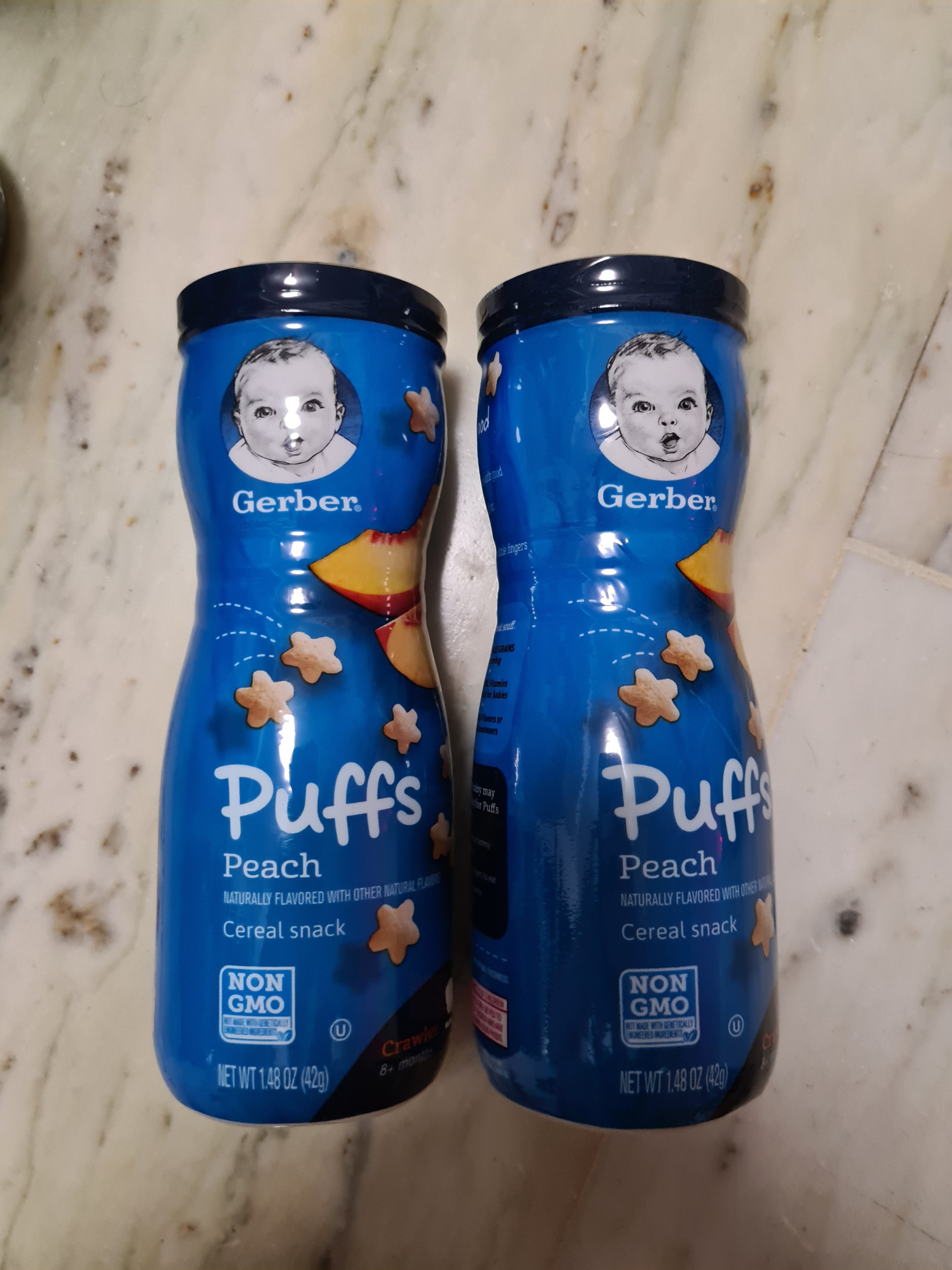 Gerber puffs cereal snacks (Peach) 8+ months, Babies & Kids, Nursing
