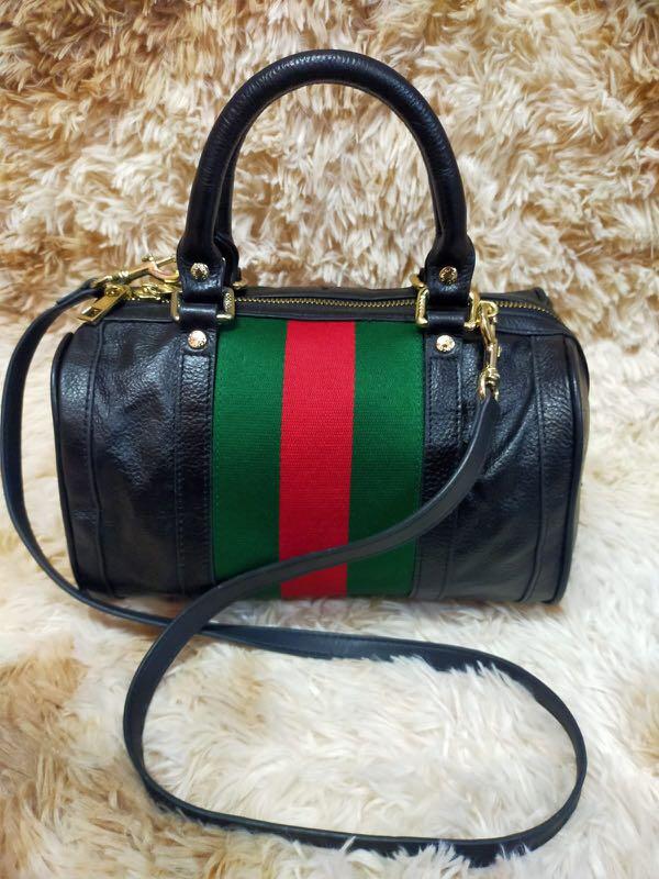Gucci vintage web sales boston bag black