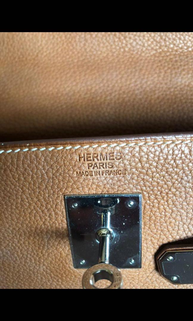 Rare Hermès Kelly 32 Retourne e in Fauve Barenia and Rouge H
