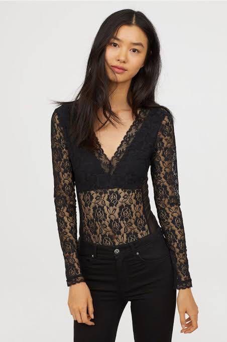 H&m lace bodysuit best sale