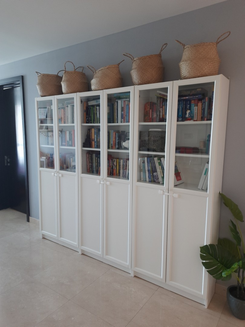 IKEA BILLY Bookcase x 3 with panel glass doors, Furniture & Home Living