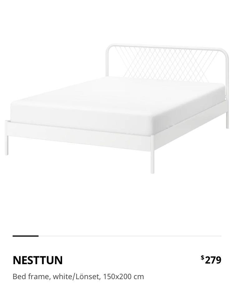 IKEA Nesttun Queen Bed Frame (Free Delivery & Assembling), Furniture