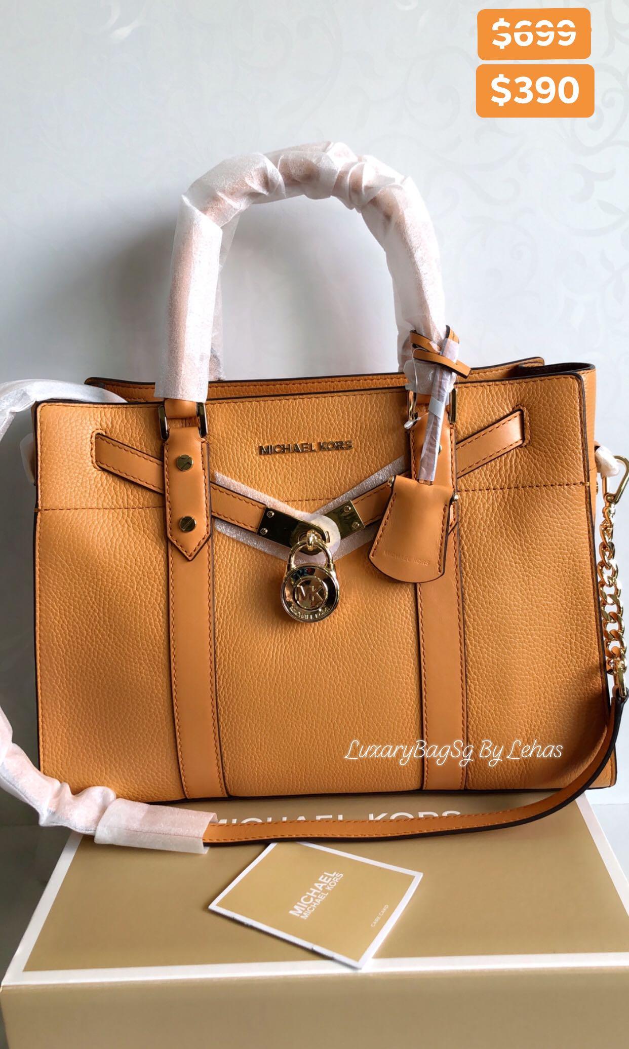 ?In Stock)) New Exclusive Authentic Michael Kors Nouveau Hamilton Large  Pebbled Leather Satchel Shoulders Crossbody Bag/ Cider #From MK Boutique #  On Sale )) Ready Stock ??, Luxury, Bags & Wallets on Carousell