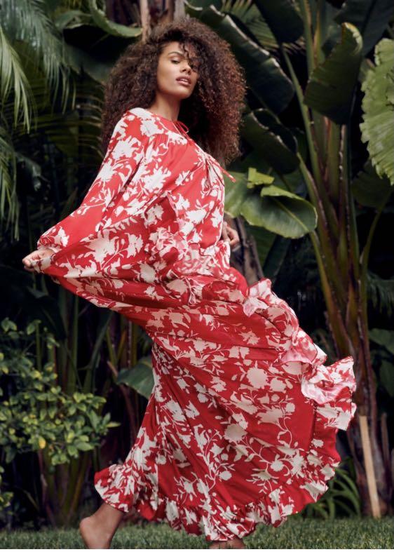 H&m red clearance floral dress