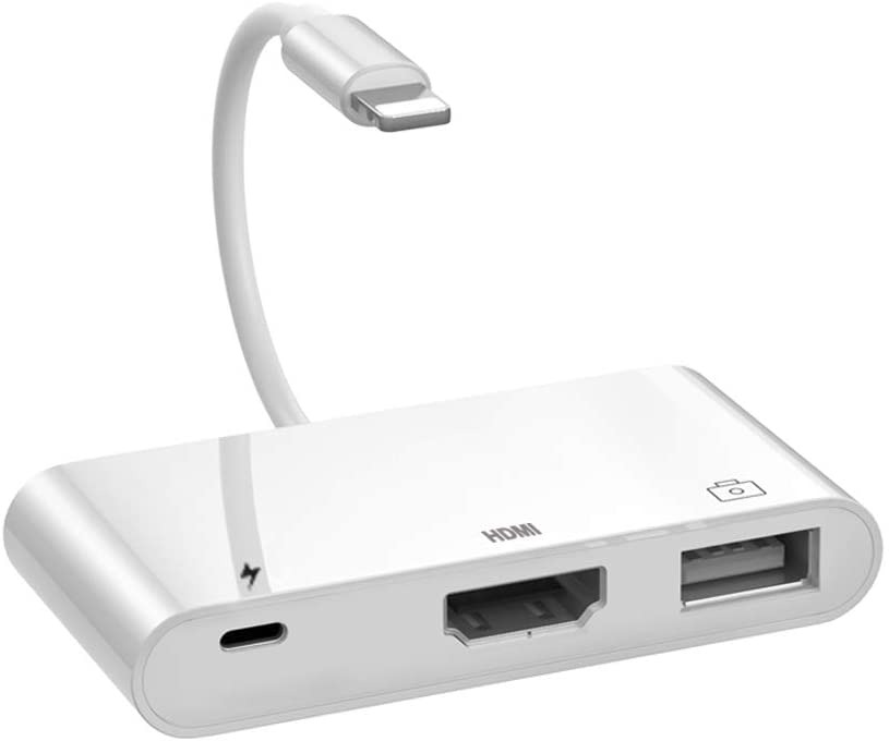 Lightening to HDMI Adapter, 3 in 1 Lightening 1080P Digital AV Adapter
