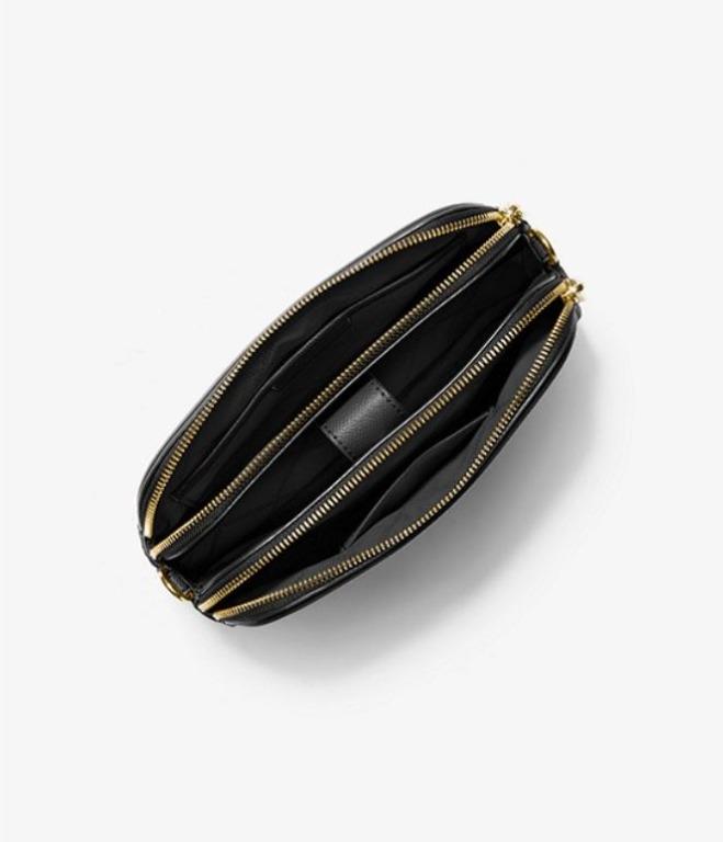 Large metallic crossgrain outlet leather crossbody clutch