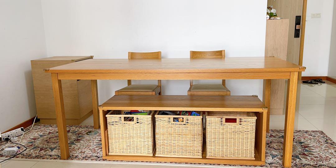 Muji Oak Table and Bench, Furniture & Home Living, Furniture, Tables