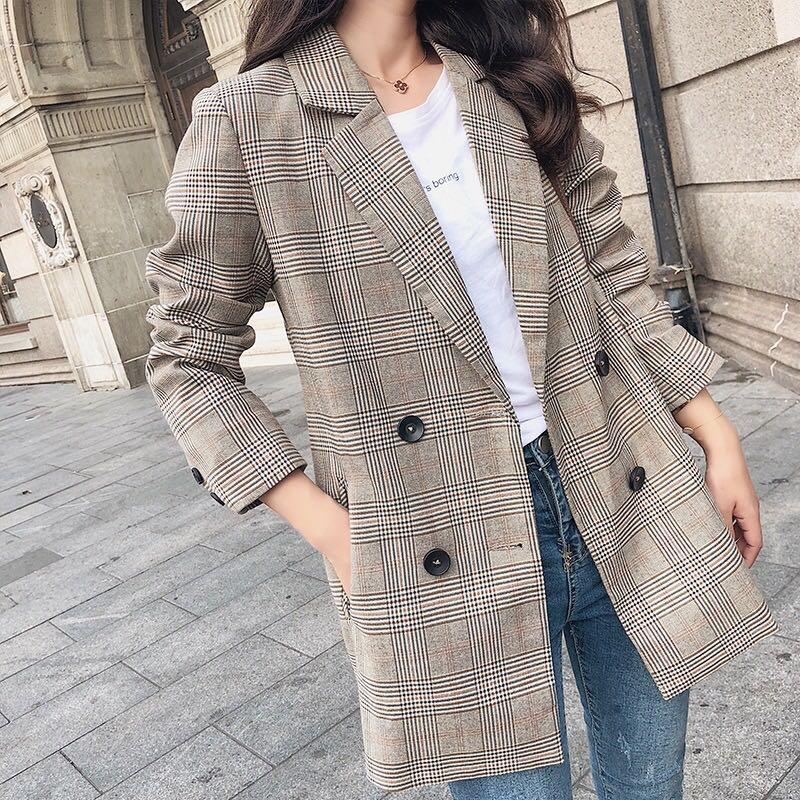 Checked oversized blazer sale