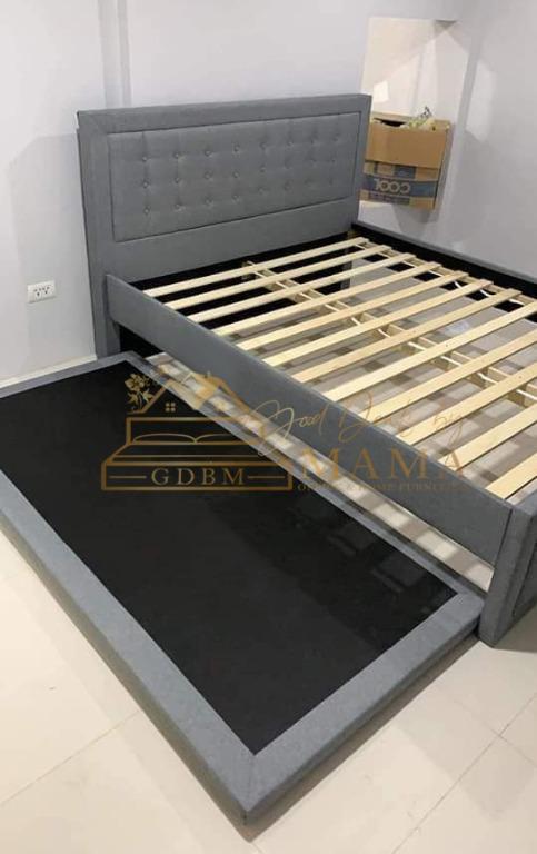 QUEEN PADDED BED WITH SINGLE PULL-OUT BED (Category: Bed Frames & Mattresses) located in Manila. Submitted by gooddealsbymama (Listing ID 1082970206, Image 3). Description: QUEEN PADDED BED WITH SINGLE PULL-OUT BED Queen Size (60x75): ₱15,000 🆓FREE DELIVER within Metro Manila and some parts of Cavite area (Kawit, Cavite City, Noveleta, Rosario, Tanza, Bacoor, Imus) 🚛📦 🆓FREE ASSEMBLE 👨‍🔧 ✅PRICES indicated in each photo (Mattress not included