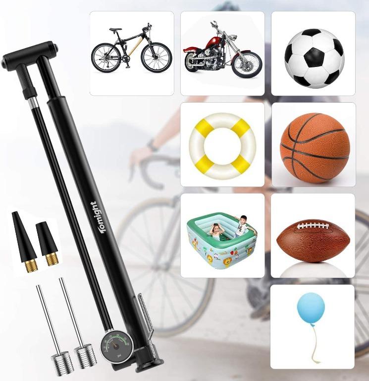 Tomight Bike Pump with Pressure Gauge 210 PSI Bicycle Pump High Pressure Portable 14.5 Bar Floor Pump with Flexible Hose Including Gas Needle to Inflate Sports Balls Swimming Rings Sports Equipment Bi...