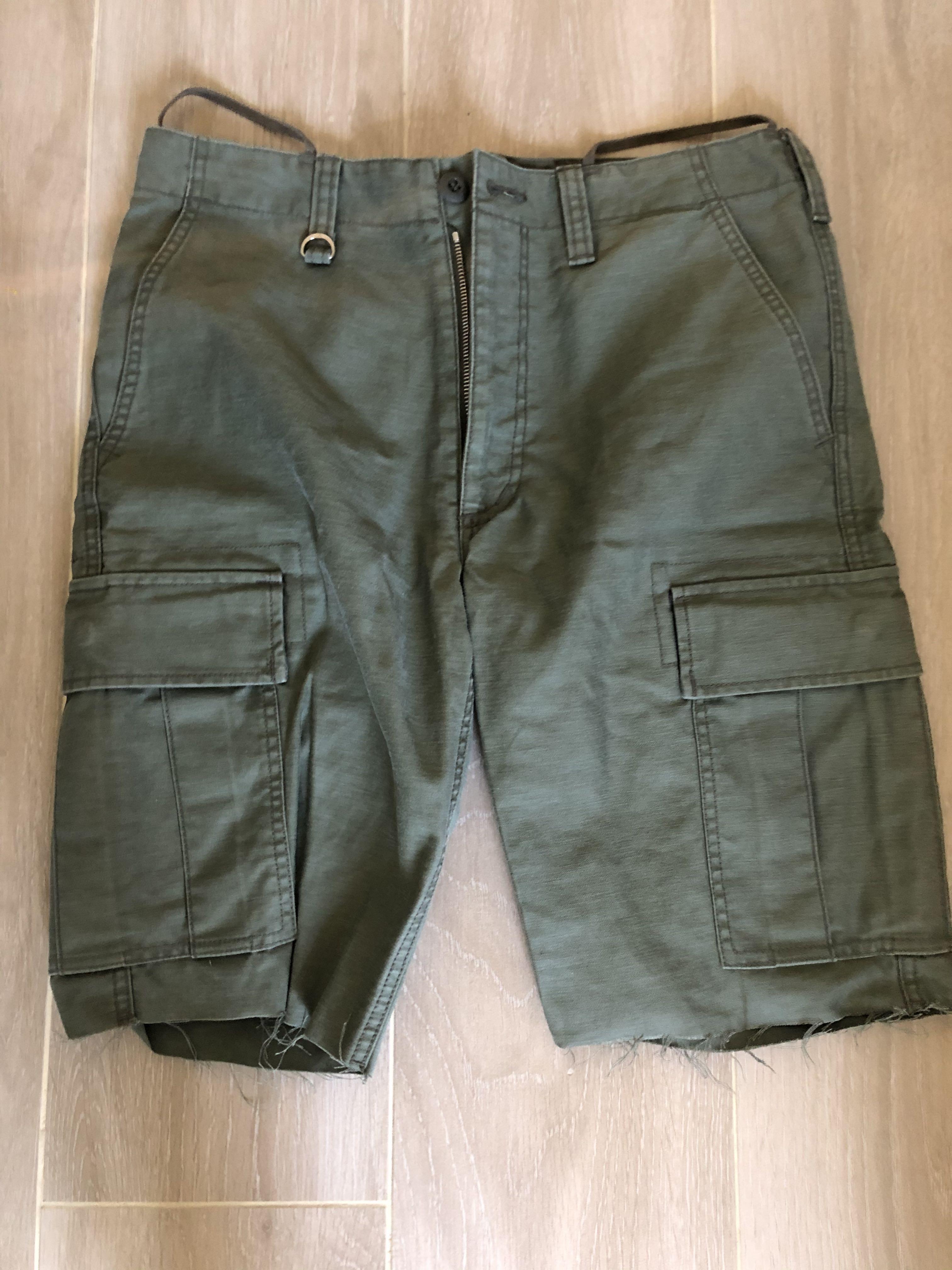 uniform experiment 18ss denim pocket cut off cargo shorts ue 牛仔