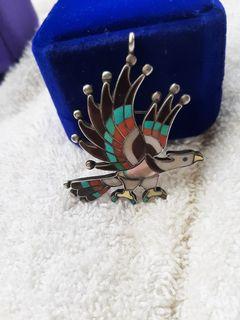 Vintage Zuni Indian Eagle inlay Pin, Pendant, Brooch, Necklace. Nice!