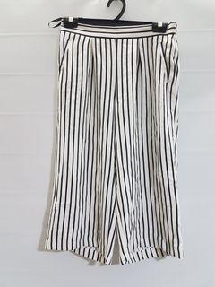 Warehouse Striped Culottes Cropped Pants with Pockets