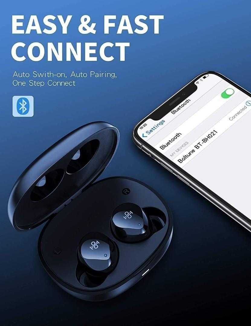 Wireless Headphones Boltune Wireless Earbuds Immersive Bass Sound Bluetooth Headphones in Ear IPX8 Waterproof Wireless Earphones Touch Control 36 Hrs with USB C Charging for Running Fitness M1462 Audi...