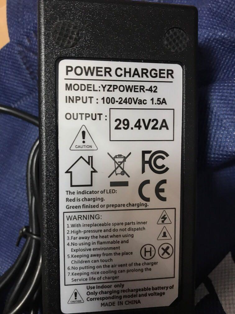 YZPOWER 29.4V 2A Battery Charger for Electric Bike Electric Scooter 24V Lithium Battery Pack 5.5mm 2.1mm Connector