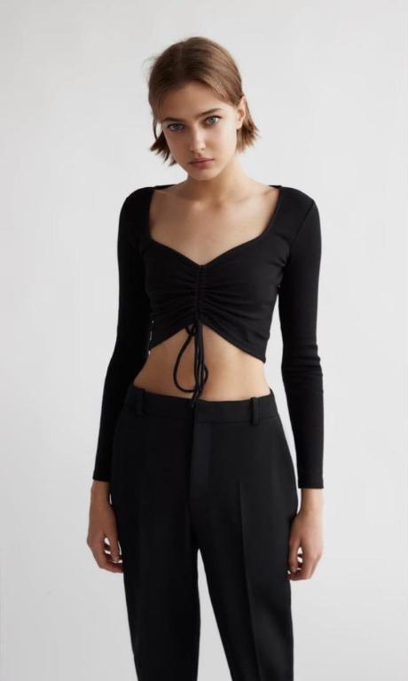 Zara black ruched top Clearance
