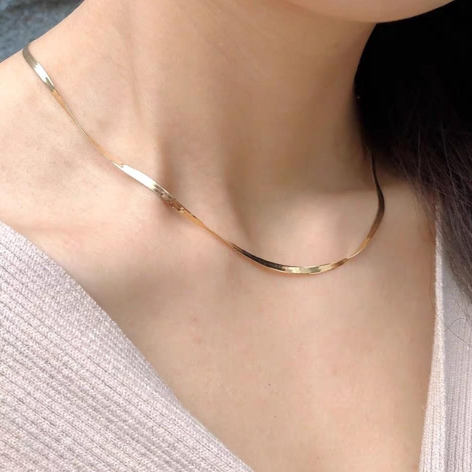 18K Gold Rose Gold White Gold Snake Chain Herringbone Chain