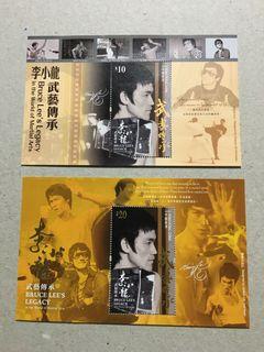 香港郵政 2020年李小龍80周年 武藝傳承 10元20元郵票小型張各一 Bruce Lee