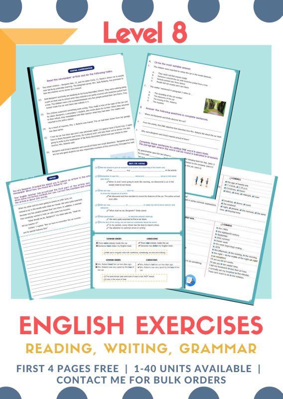 準備升中一 中二 中三學生英文補充練習 Custom Made English Exercises For F 1 F 2 Students 興趣及遊戲 書本 文具 教科書 Carousell