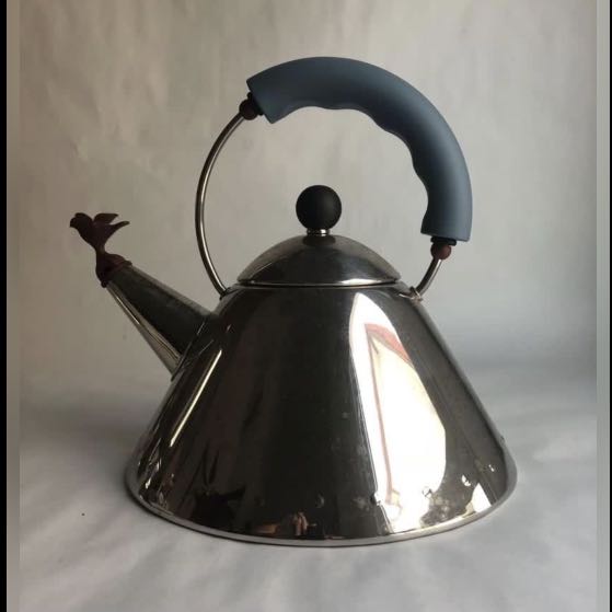 Alessi kettle with blue bird whistle designed by Michael Gra, Furniture
