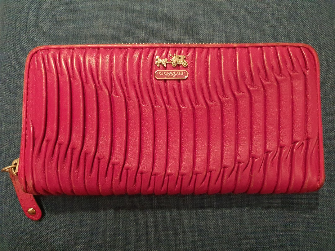 Authentic Coach Long Wallet Original Genuine Leather Zip YKK, Women's