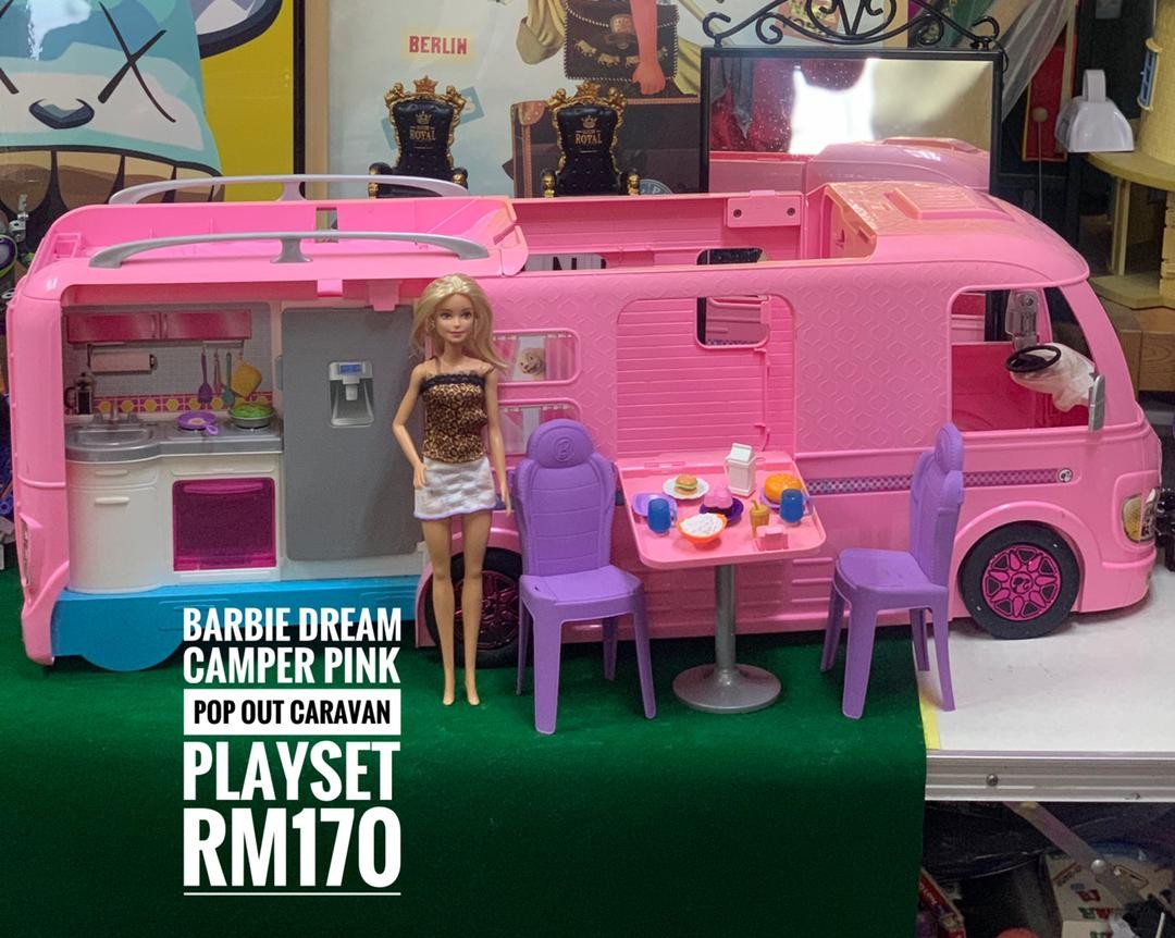 Barbie fbr34 estate dream camper pink pop out caravan for dolls sales
