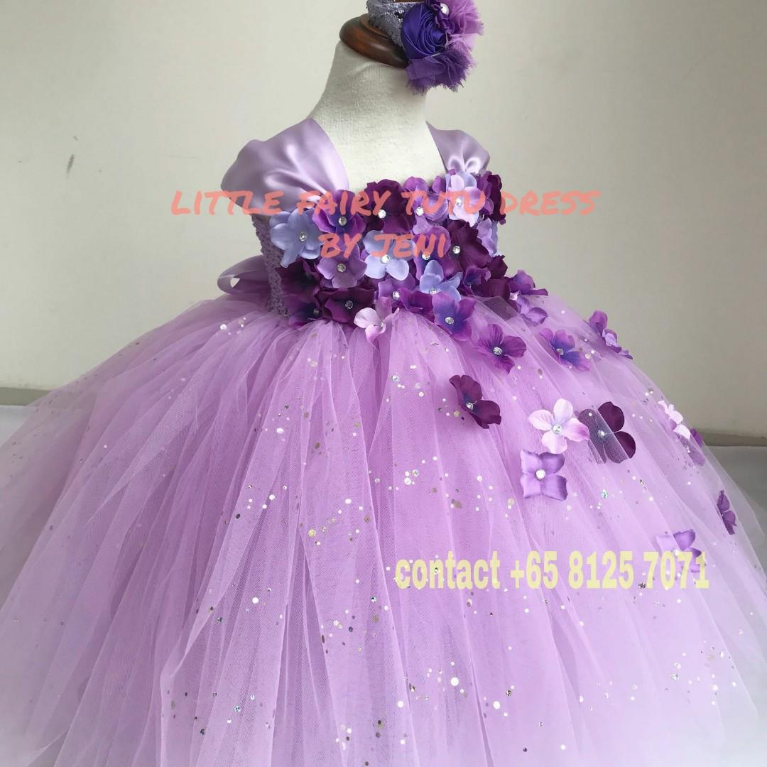 Birthday dress purple flower girl dress kids dress baby