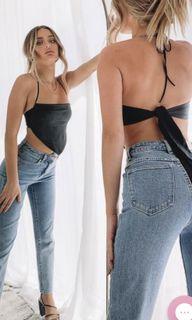 Black Halter neck top , adjustible tie