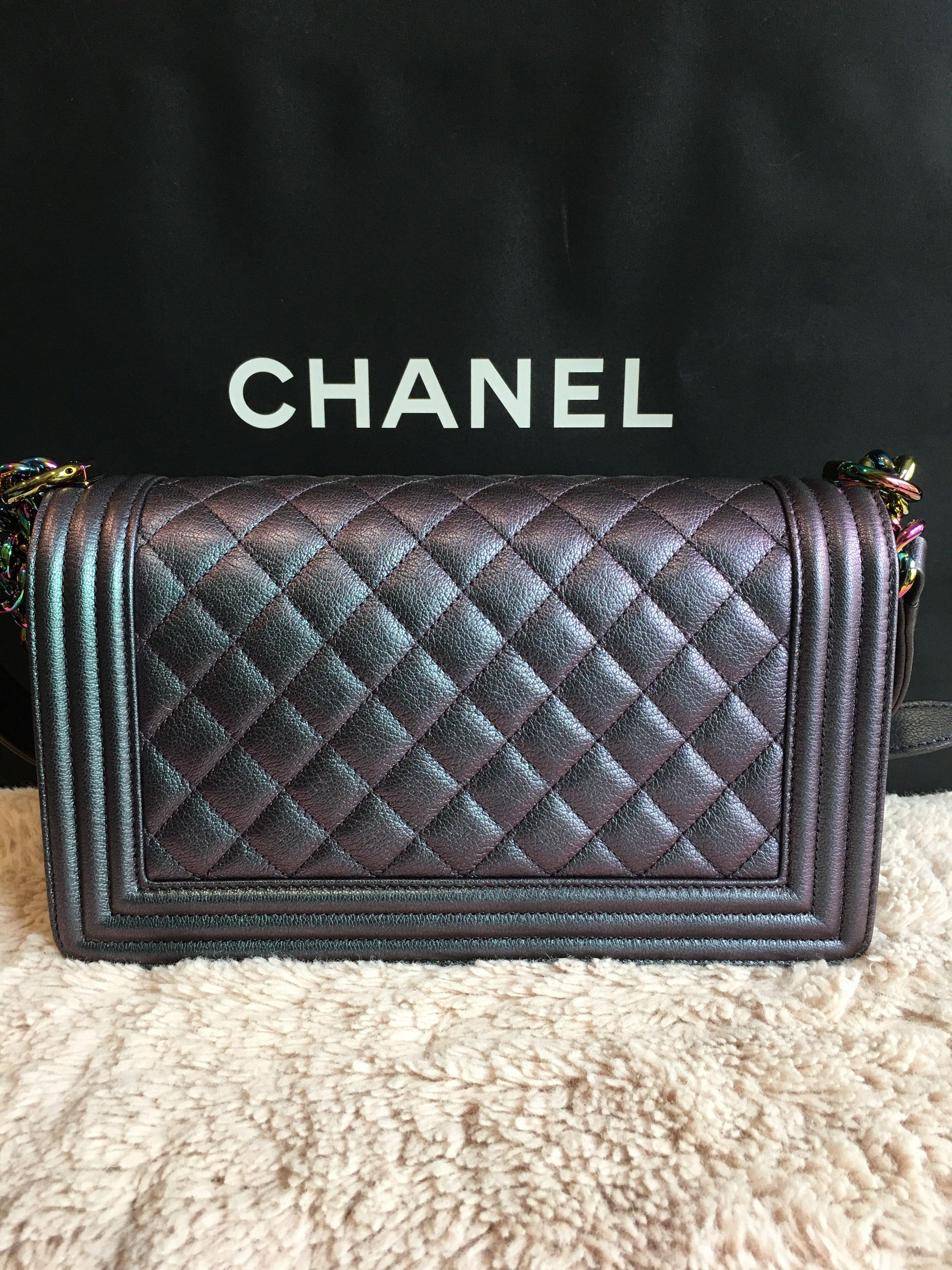 Chanel Boy Mermaid Purple iridescent Luxury Bags Wallets on