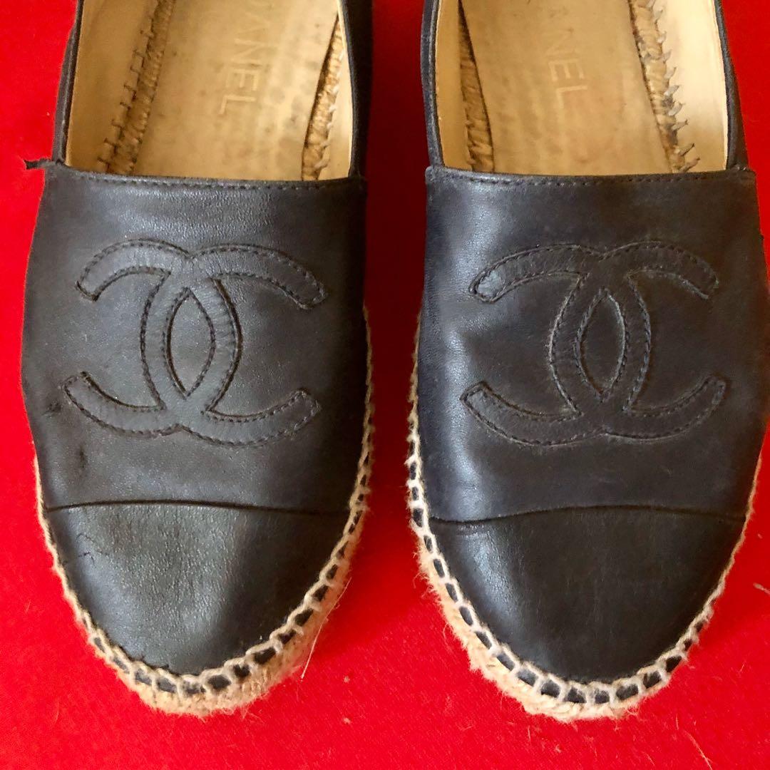 CHANEL Leather CC Espadrilles size 37, Luxury, Sneakers & Footwear