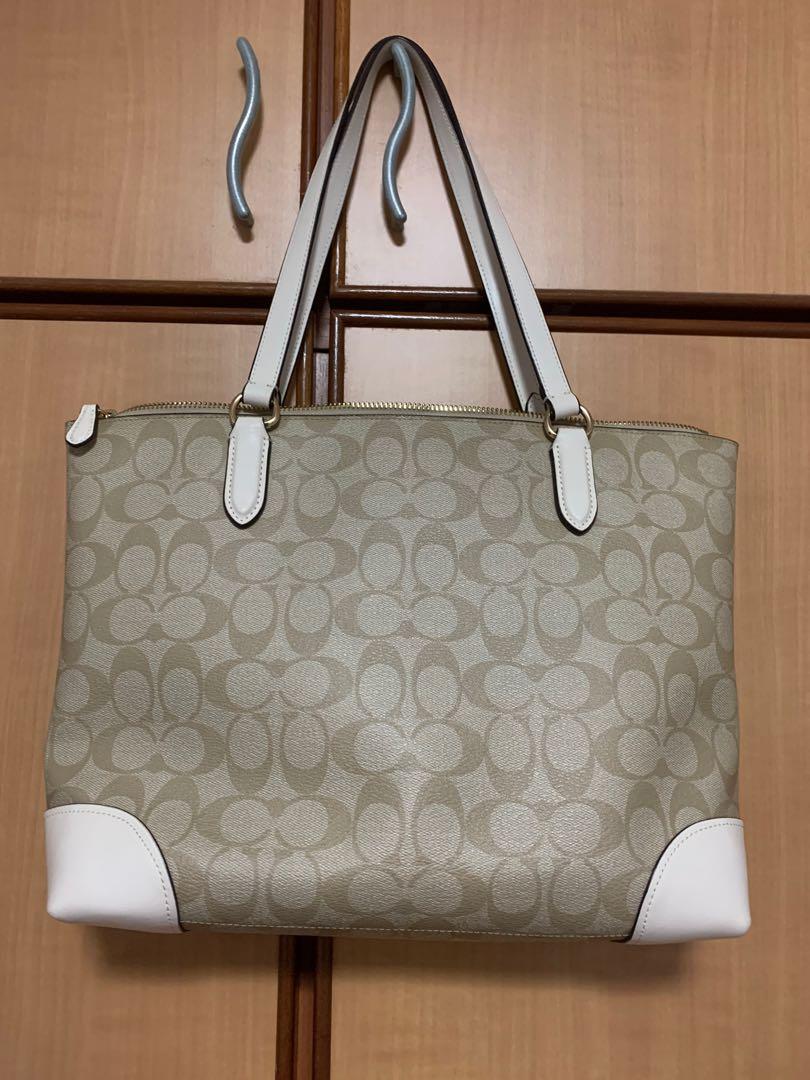 Coach Zip Top Tote In Signature Canvas Women s Fashion Bags Wallets Tote Bags on Carousell