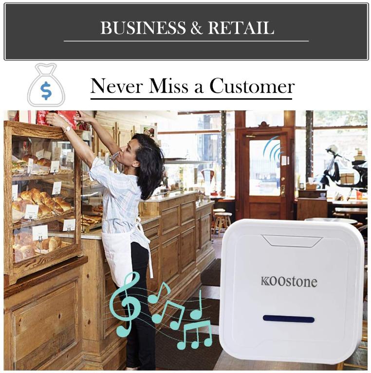 Koostone Wireless Door Entry Sensor Alarm Chime, Door Open