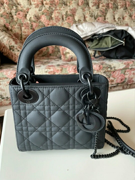 Dior - Mini Lady Bag Black Ultramatte Cannage Calfskin - Women