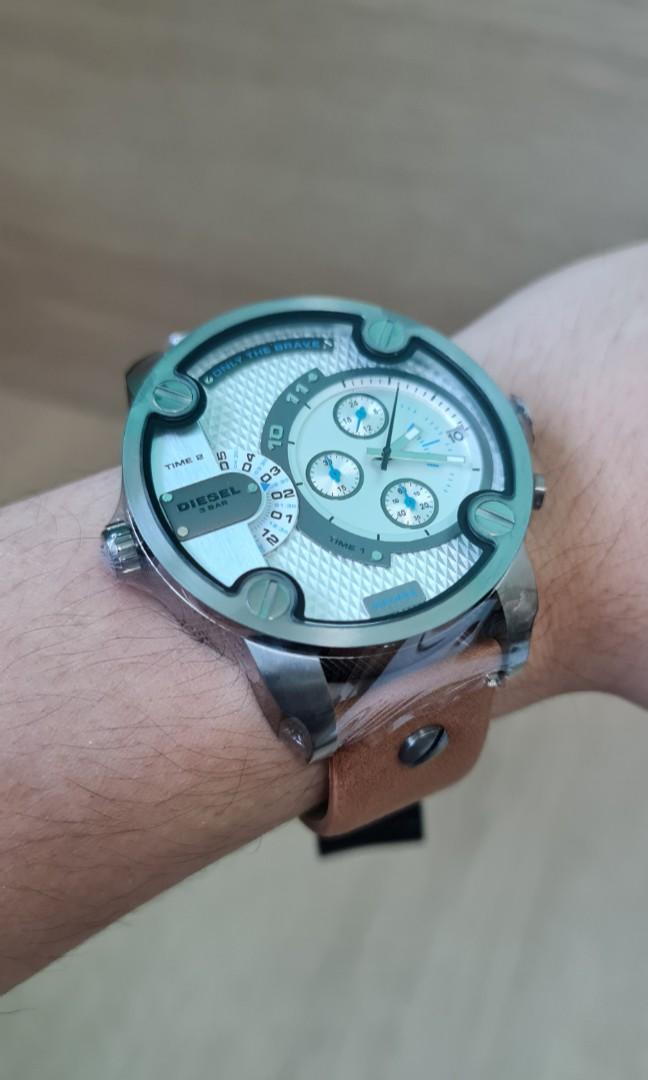 NEW Diesel Little Daddy Quartz White Dial Brown Leather Watch DZ7269